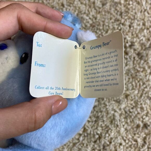 NWT VTG 2002 Care Bears 10"  Grumpy Bear  Blue Rain Cloud Stuffed Animal - Picture 5 of 8